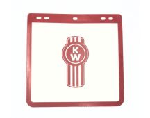 KENWORTH Ute mudflap white pvc with red bug logo 23cm x 25cm