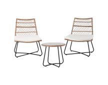 Gardeon 3PC Outdoor Setting Wicker Bistro Set Table Chairs Patio Furniture Brown