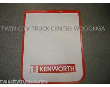 KENWORTH Mudflap white plastic KENWORTH name and BUG with red border 24"x30"