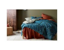 Lisa Washed Cotton Printed Teal Quilt Cover Set by Accessorize Queen