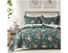 Winter Garden 100% Cotton Quilted 3 pcs Bedspread Coverlet Set King