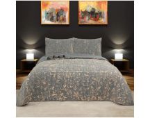 Stone Wash Gun Metal 100% Cotton Quilted 3 pcs Bedspread Coverlet Set King