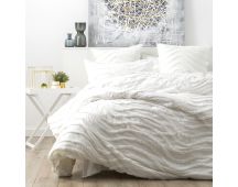 Chenille Wave 100% Cotton Vintage Washed White Tufted Quilt Cover Set by Cloud Linen King