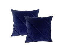 Trova Ink Twin Pack Cotton Velvet Cushion Polyester Filled by Cloud Linen