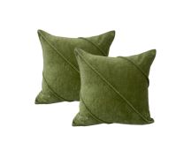 Trova Sage Twin Pack Cotton Velvet Cushion Polyester Filled by Cloud Linen