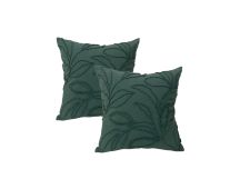 Riviera Teal Twin Pack Cotton Embroidered Cushion Polyester Filled by Cloud Linen