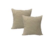 Riviera Natural Twin Pack Cotton Embroidered Cushion Polyester Filled by Cloud Linen