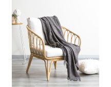 Grey Lygon Wool Acrylic Throw by Cloud Linen