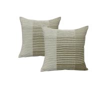 Aubrey Olive Twin Pack Cotton Embroidered Cushion Feather Filled by Cloud Linen