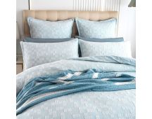 Jervis Checks Jacquard French Blue Quilt Cover Set by Renee Taylor Queen