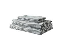 Royal Comfort Stripes Linen Blend Sheet Set Bedding Luxury Breathable Ultra Soft - King - Charcoal