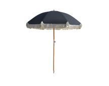 Havana Outdoors Beach Umbrella Portable 2 Metre Fringed Garden Sun Shade Shelter - Black