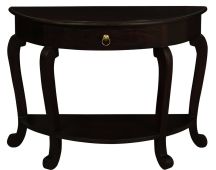 Emilie Cabriole Leg 1 Drawer Half Round Entry Table - Chocolate