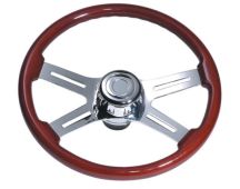 VIP BRAND Steering wheel 18" mahogany 4 spoke chrome to suit fixed columns. Part No V1P39KW2