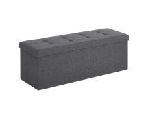 SONGMICS 110cm Folding Storage Ottoman Bench Foot Rest Stool Dark Gray