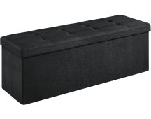 SONGMICS 110cm Foldable Bench with Storage Space and Divider Black