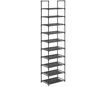 SONGMICS 10 Tier Metal Shoe Rack Non-Woven Fabric Shelves Black