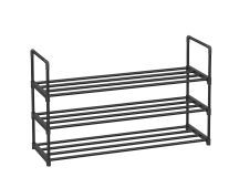 SONGMICS 3-Shelf Metal Shoe Rack Entryway Black