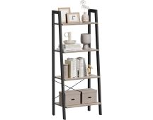 VASAGLE Ladder Shelf 4-Tier Greige and Black LLS44MBV2