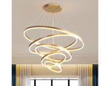 Gold 5 Rings Minimalist LED Pendant Light Adjustable Circular Chandelier