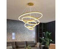 Gold 4 Rings Minimalist LED Pendant Light Adjustable Circular Chandelier