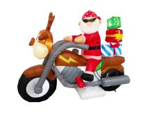 Radiant Christmas Lights Elk Motorcycle Gift Xmas Inflatable Santa 2.1m Long