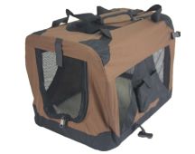 YES4PETS Large Portable Foldable Pet Dog Cat Puppy Travel Cage Soft Crate-Brown