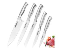 Warmot 5-Piece Ultra Sharp High Carbon Stainless Steel Chefs Kitchen Knife Set with Gift Box (750C)