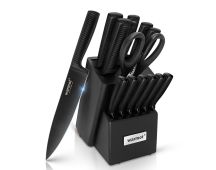 Warmot 15-Piece Ultra Sharp German Stainless Chef Knife Set with Sharpener Block (826)