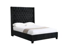 Ella Black Velvet Winged Bed 180cm - King