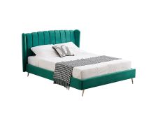 Vienna Peacock Green Velvet Bed - Double