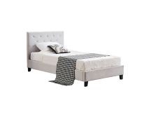 Winston Light Grey Velvet Tufted Bed - King Single