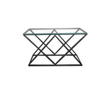 Alsea Console Table Black Base - Clear Glass