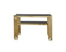 Chelsea Gold Console Table - Black Glass