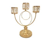 Trio Crystal Candle Holder - Gold