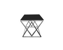 Alsea Side Table Silver Base - Black Glass