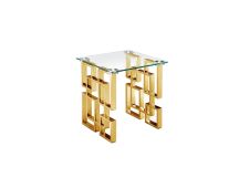 Royale Gold Side Table - White Marble