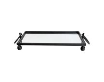 Eliza Small Rectangle Iron Mirror Tray with Handles - Black