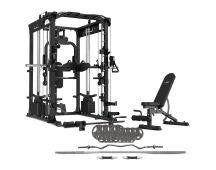 LSG GRK200 10-in-1 Home Gym Station, Power Rack, Smith Machine and Cable Crossover + 90kg Standard Weight Plate Set