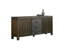 Buffet Sideboard in Chocolate Colour Constructed with Solid Acacia Wooden Frame Storage Cabinet with Drawers