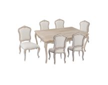 Medium Size Oak Wood White Washed Finish Dining Set