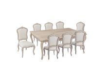 Large Size Oak Wood White Washed Finish Dining Set