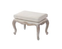 Ottoman Linen Fabric Beige Oak Wood White Washed Finish