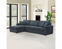 Corner Sofa Chaise Polyester Fabric Multilayer Two Pillows Individual Pocket Spring