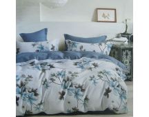 300TC Milla Blue Reversible Cotton Quilt Cover Set King