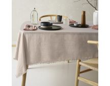 Vintage Design Homewares Gypsy Natural Fringed Washed Linen Cotton Tablecloth 130cm x 180cm