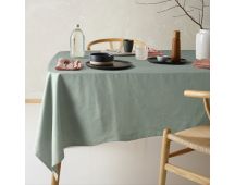 Vintage Design Homewares Helm Green Washed Linen Cotton Tablecloth 180cm Diameter Round