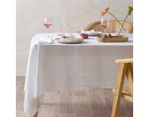 Vintage Design Homewares Helm White Washed Linen Cotton Tablecloth 180cm Diameter Round