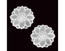 Blossom White Set of 2 Polyester Lace Table Doilies 36 cm Diameter