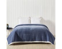 Private Collection Box Denim Blue Cotton Velvet Coverlet Queen/King